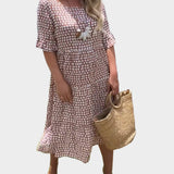 Midi Φόρεμα με Κομψές Ρίγες