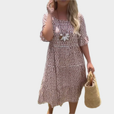 Midi Φόρεμα με Κομψές Ρίγες