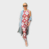 Μάξι Φόρεμα με Γεωμετρικά και Ανθικά Μοτίβα