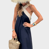 Κομψό Φόρεμα με Ανοιχτή Πλάτη και Μοντέρνο Σταυρωτό Λαιμό