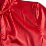 Σοφιστικέ Λευκή Σατέν Μπλούζα με Σύγχρονο Κόψιμο Λαιμού