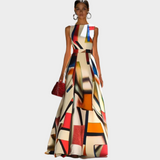 Maxi Φόρεμα με Γραμμική Αίσθηση και Λαμπερή Υφή