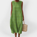 Κομψό Αμάνικο Φόρεμα από Βαμβάκι με Τσέπες