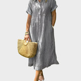 Ριγέ Πουκάμισο Φόρεμα με Πτερύγια, Κουμπιά και Λειτουργικές Τσέπες