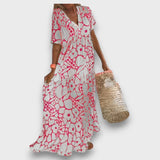 Μακρύ Φόρεμα με Σχέδιο Λουλουδιών και Κουμπιά