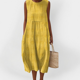 Κομψό Αμάνικο Φόρεμα από Βαμβάκι με Τσέπες