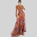 Βιολέτα – Φόρεμα μάξι με πλισέ ακουαρέλα