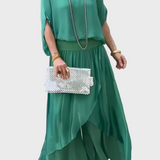 Τοπ Φαρδύ και Παντελόνι με Σκίσιμο – Σετ Δύο Τεμαχίων από Σιφόν