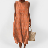 Κομψό Αμάνικο Φόρεμα από Βαμβάκι με Τσέπες