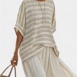 Σύνολο από λινό μπαμπού Daisy με κομψό ριγέ μπλούζα και ρευστά παντελόνια για μοντέρνο και άνετο στυλ