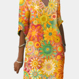 Χρωματιστό Φόρεμα με Λουλουδάτο Σχέδιο