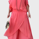 Τοπ Φαρδύ και Παντελόνι με Σκίσιμο – Σετ Δύο Τεμαχίων από Σιφόν