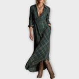 Πράσινο Πλαίσιο Λαβής Μονοκόμματο Μακρύ Φόρεμα