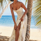 Λουκία | Μακρύ υπόλευκο φόρεμα