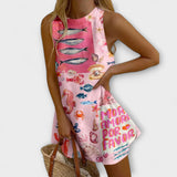 Μιράβα – Μίνι Φόρεμα σε Ροζ Εκτύπωση