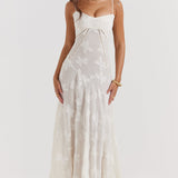 Λουκία | Μακρύ υπόλευκο φόρεμα