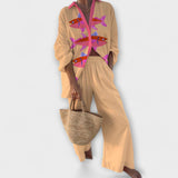 Evalisse – Λινό κοστούμι με σχέδιο ψαριού