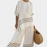 Σαλοπέτα με φαρδιά ρίγες και ασύμμετρο κόψιμο - σύγχρονο και άνετο στυλ