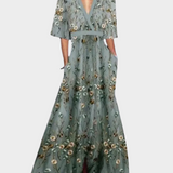 Κομψό Λουλουδάτο Φόρεμα με Ζώνη