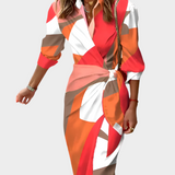 Midi Φόρεμα με Ριγέ Σχέδιο