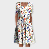 Φόρεμα με Λουλουδάτο Σχέδιο και Κοντό Μανίκι