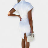 Κομψό Κοντομάνικο Φόρεμα Μίντι