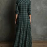 Πράσινο Πλαίσιο Λαβής Μονοκόμματο Μακρύ Φόρεμα