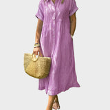 Ριγέ Πουκάμισο Φόρεμα με Πτερύγια, Κουμπιά και Λειτουργικές Τσέπες