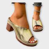 Πέδιλα με Χοντρό Τακούνι και Ανοιχτή Φτέρνα