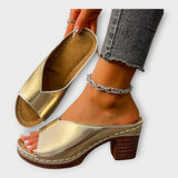 Πέδιλα με Χοντρό Τακούνι και Ανοιχτή Φτέρνα