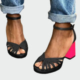 Πέδιλα με δίχρωμο τακούνι