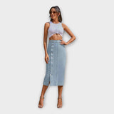 Μάξι Φούστα με Κουμπιά