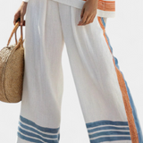 Σύνολο εθνοτικό Daisy σε λευκό με λεπτομέρειες σε μπλε και πορτοκαλί – μοναδικό και ζωντανό στυλ