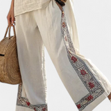 Σύνολο Μεσογείου Daisy από λινό μπαμπού με κομψές κόκκινες και πράσινες ρίγες