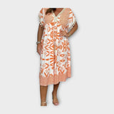 Καφτάνι Μήκους Κάτω από το Γόνατο με Σχέδια και Κορδόνι