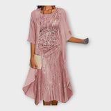 Αέρινο Φόρεμα με Εξωτερική Ζακέτα και Μοτίβα