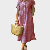 Ριγέ Πουκάμισο Φόρεμα με Πτερύγια, Κουμπιά και Λειτουργικές Τσέπες