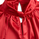 Σοφιστικέ Λευκή Σατέν Μπλούζα με Σύγχρονο Κόψιμο Λαιμού