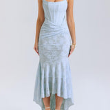 Julia | Μάξι φόρεμα σε μπλε φλοράλ Campanula