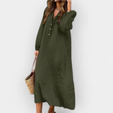 Κομψό Λινό Φόρεμα με Στυλάτη Γραμμή