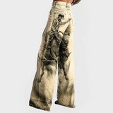 Στιλάτο Τζιν με Φαρδιά Μπατζάκια και Μοτίβο