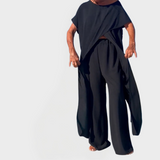 Σετ με Τοπ και Παντελόνι σε Μονόχρωμη Απόχρωση με Ντεκολτέ