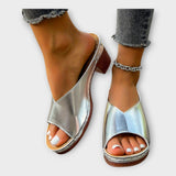 Πέδιλα με Χοντρό Τακούνι και Ανοιχτή Φτέρνα