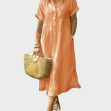 Ριγέ Πουκάμισο Φόρεμα με Πτερύγια, Κουμπιά και Λειτουργικές Τσέπες