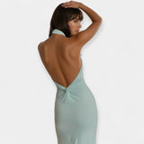 Μάξι Φόρεμα με Κολάρο και Δέσιμο