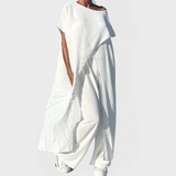 Σετ με Τοπ και Παντελόνι σε Μονόχρωμη Απόχρωση με Ντεκολτέ