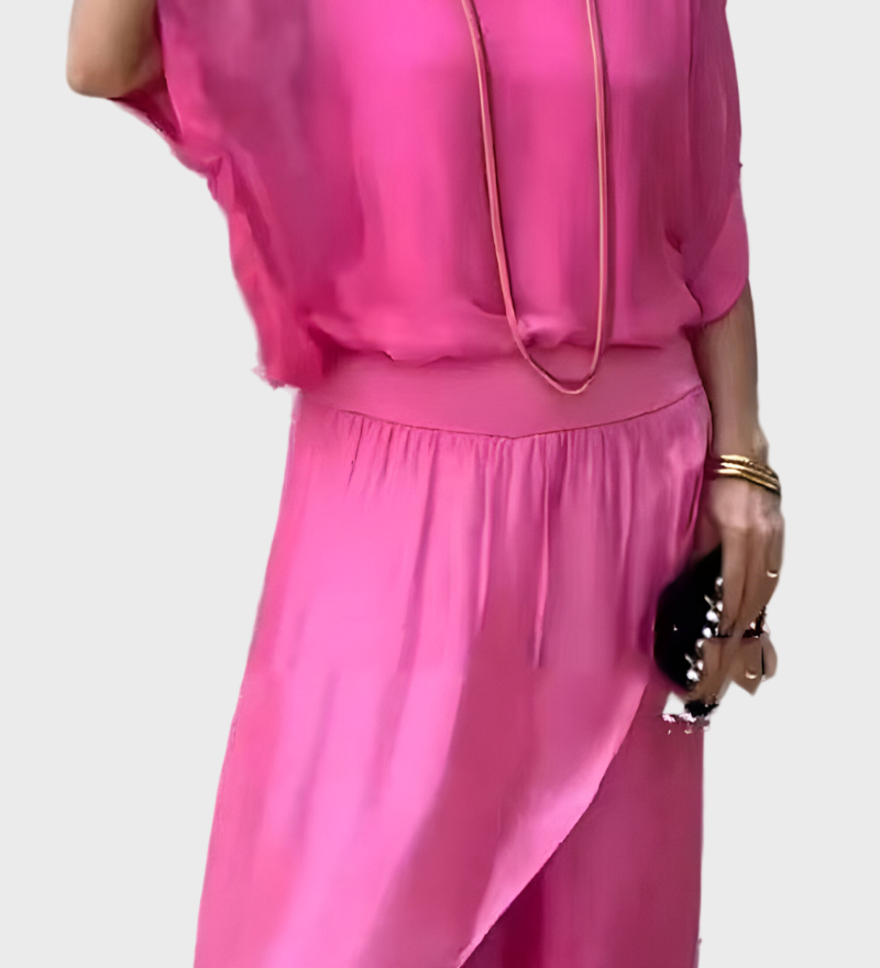 Τοπ Φαρδύ και Παντελόνι με Σκίσιμο – Σετ Δύο Τεμαχίων από Σιφόν