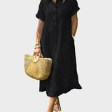 Ριγέ Πουκάμισο Φόρεμα με Πτερύγια, Κουμπιά και Λειτουργικές Τσέπες