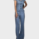 Σετ με Τοπ σε Σχήμα V και Παντελόνι