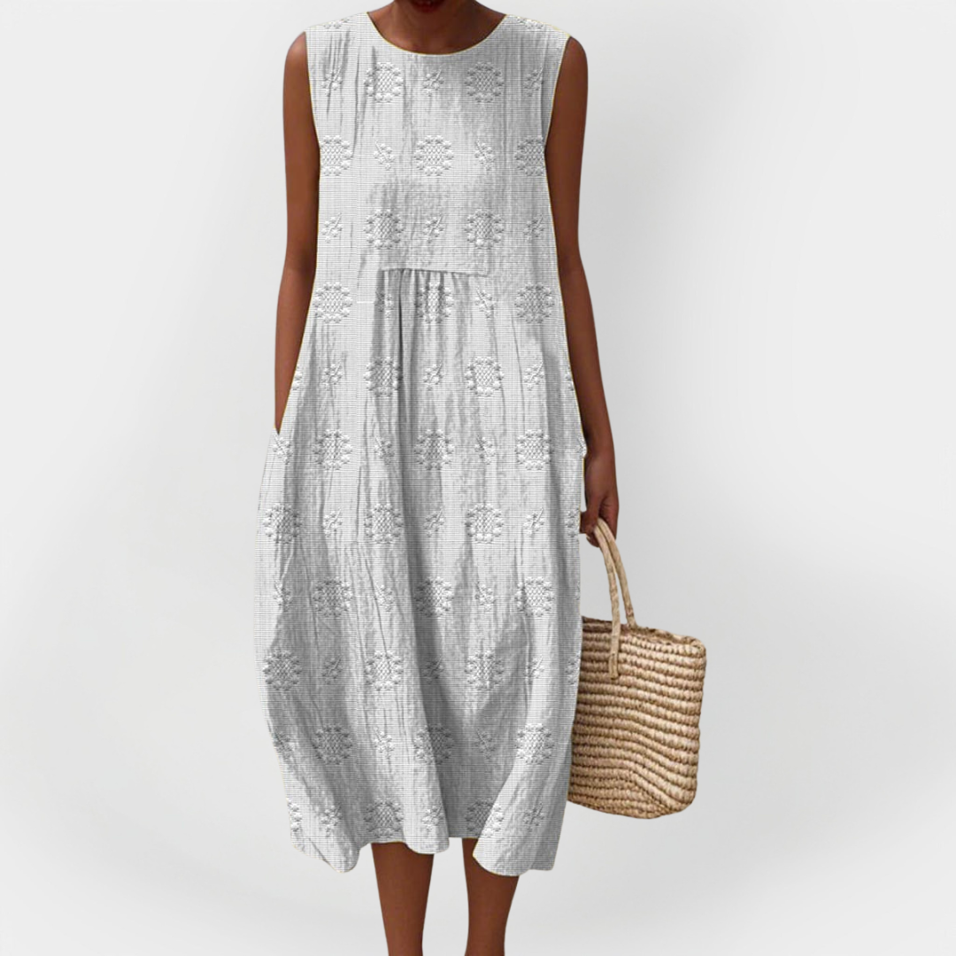 Κομψό Αμάνικο Φόρεμα από Βαμβάκι με Τσέπες